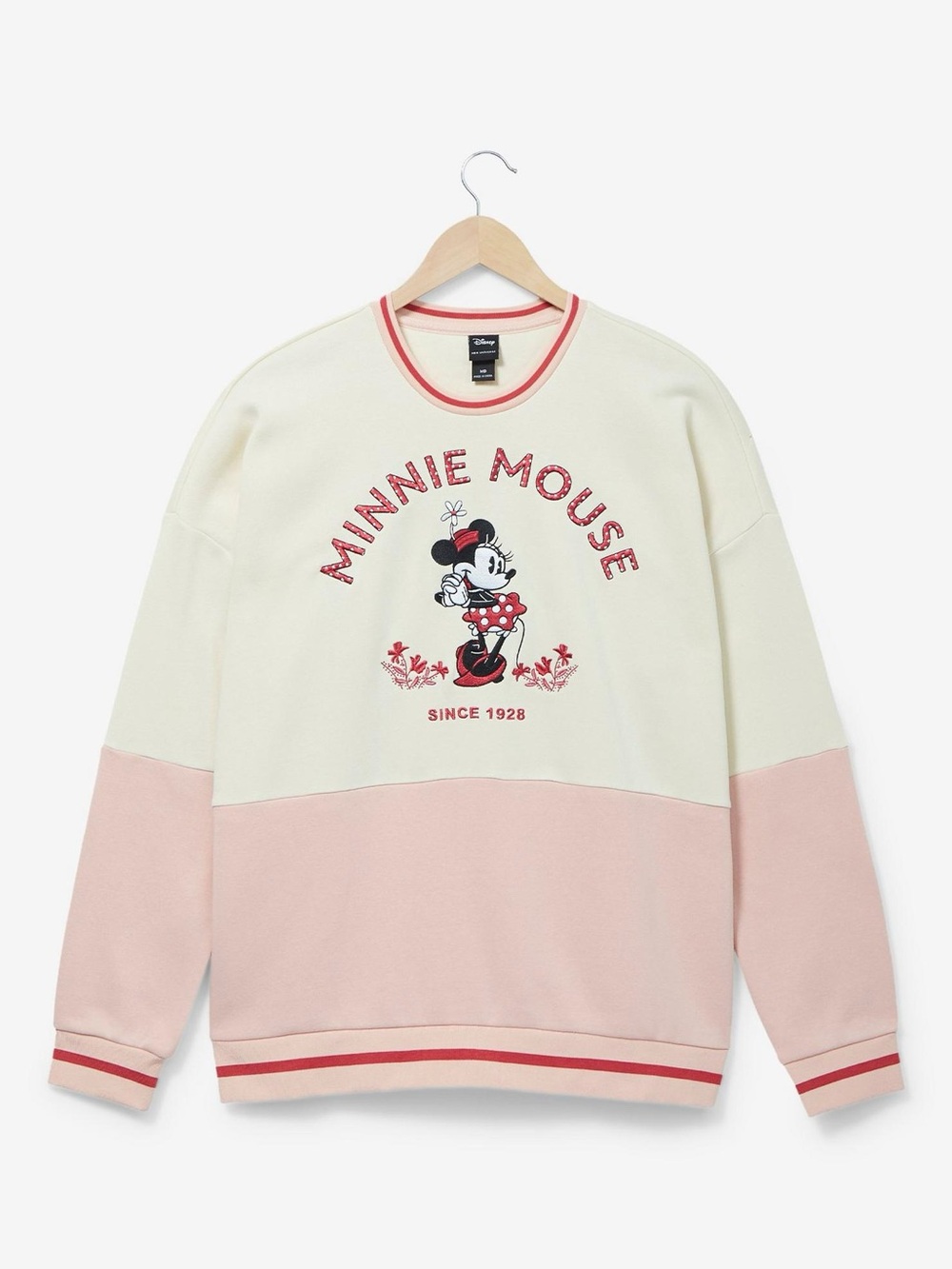 Her Universe Minnie Mouse Colorblock Crewneck - Pink/Cream/Red